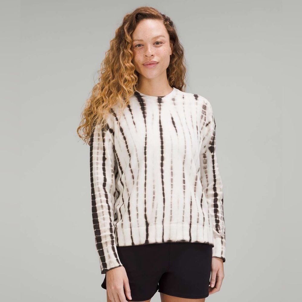 Lululemon Tie Dye Cream, Grey Crewneck Athleisure Cotton, Cashmere Knit Sweater